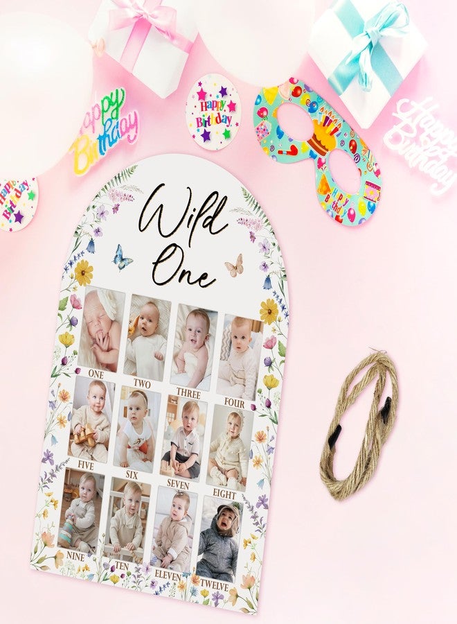 AWDSTN لوحة صور "عامي الأول" من AWDSTN، إطار صور "السنة الأولى" من Wildflower Baby، إطار صور لـ 12 مرحلة شهرية، هدية لذكريات عيد الميلاد الأول للطفل حديث الولادة، ديكور غرفة الأطفال -03 - Image 4